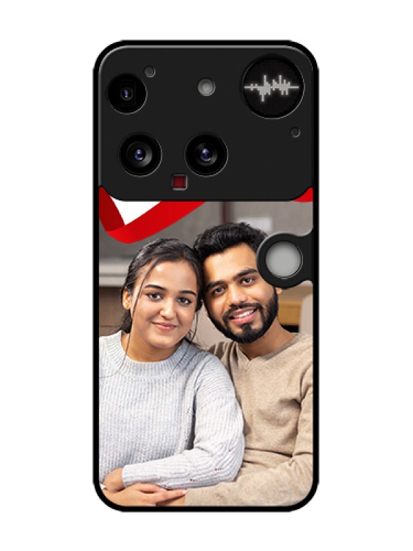 Custom Nothing Phone 3 5G Custom Metal Phone Case - Red Ribbon Frame Design