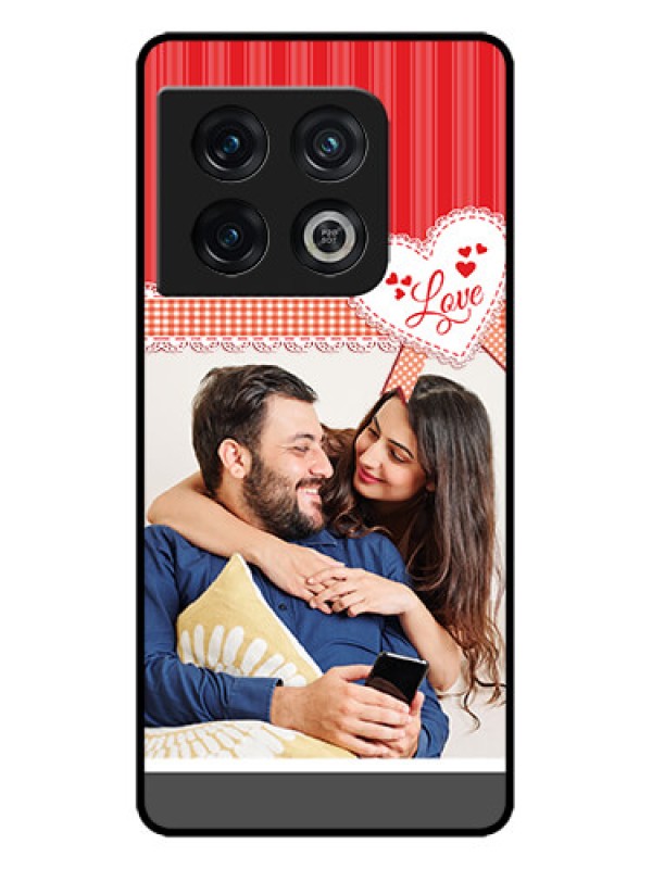 Custom OnePlus 10 Pro 5G Custom Metal Phone CaseRed Love Pattern Design