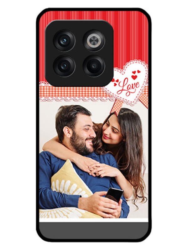 Custom OnePlus 10T 5G Custom Metal Phone CaseRed Love Pattern Design