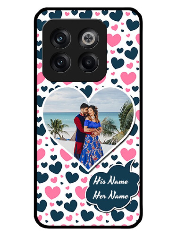 Custom OnePlus 10T 5G Custom Metal Phone CasePink and Blue Heart Design