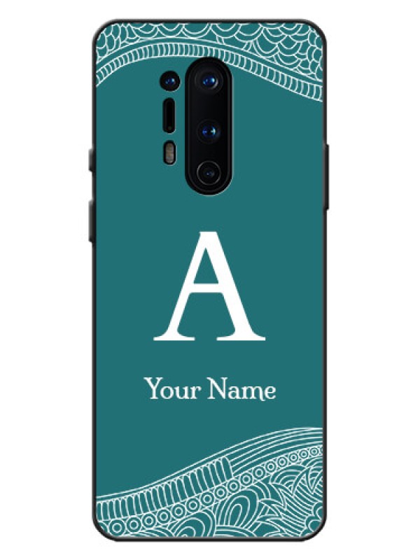 Custom OnePlus 8 Pro Custom Metal Phone Case - Line Art Pattern With Custom Name Design