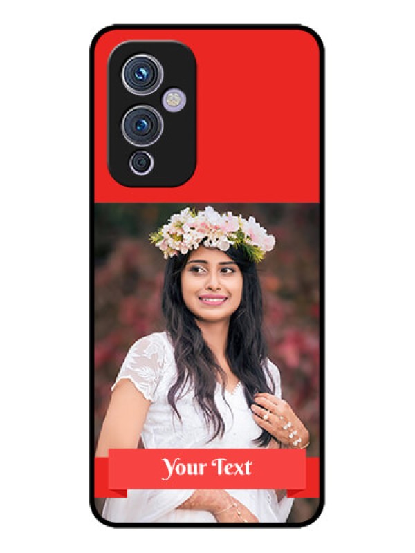 Custom OnePlus 9 5G Custom Metal Phone CaseSimple Red Color Design