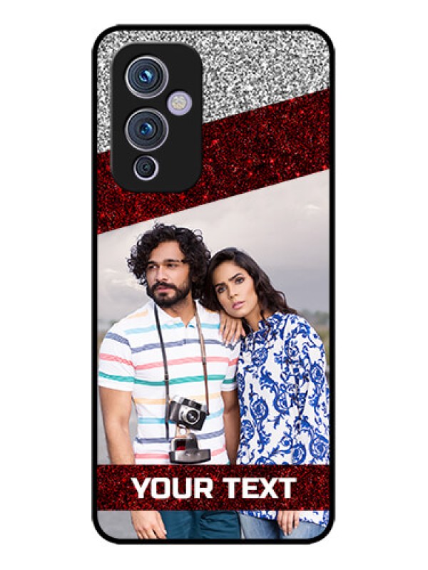 Custom OnePlus 9 5G Custom Metal Phone CaseImage Holder With Glitter Strip Design