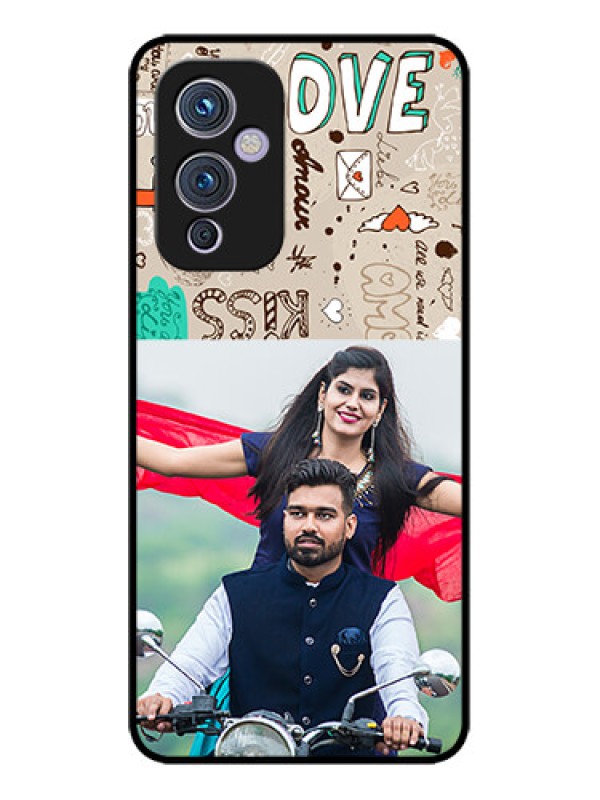 Custom OnePlus 9 5G Custom Metal Phone CaseLove Doodle Pattern