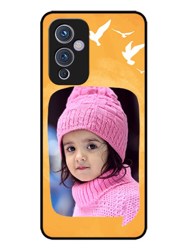 Custom OnePlus 9 5G Custom Metal Phone CaseWater Color Design With Bird Icons