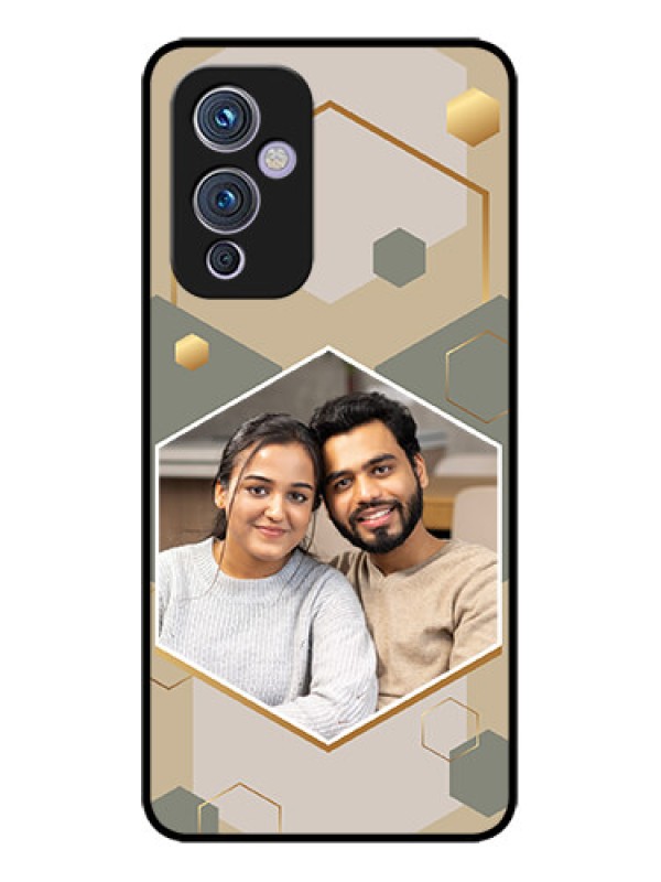 Custom OnePlus 9 5G Custom Metal Phone CaseStylish Hexagon Pattern Design