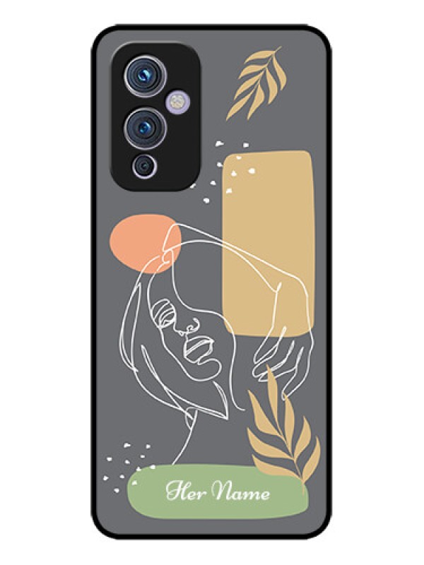 Custom OnePlus 9 5G Custom Metal Phone CaseGazing Woman Line Art Design