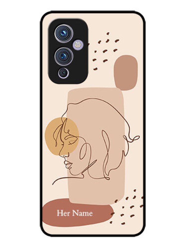 Custom OnePlus 9 5G Custom Metal Phone CaseCalm Woman Line Art Design