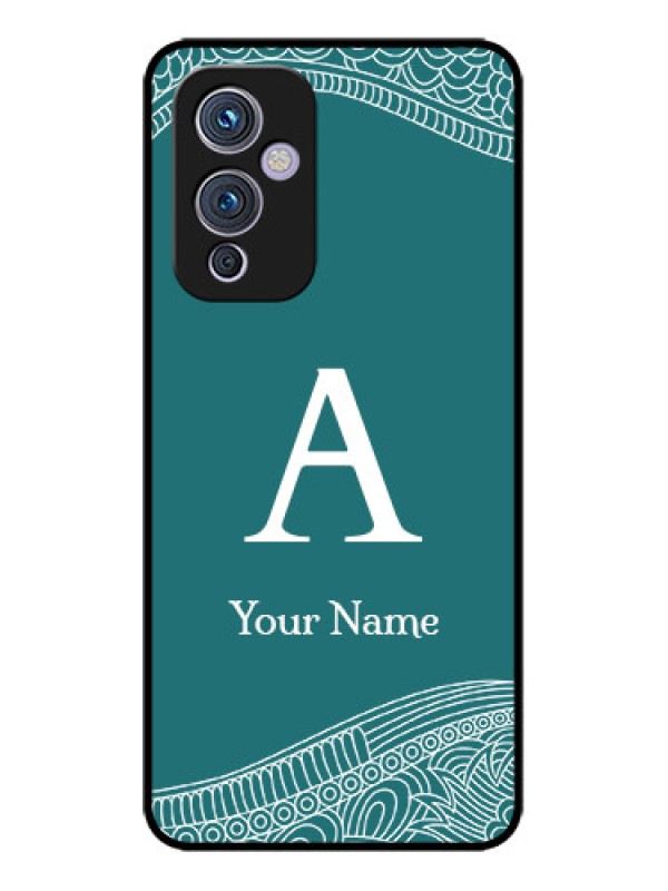 Custom OnePlus 9 5G Custom Metal Phone CaseLine Art Pattern With Custom Name Design