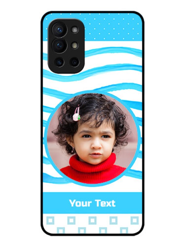 Custom OnePlus 9R 5G Custom Metal Phone CaseSimple Blue Case Design