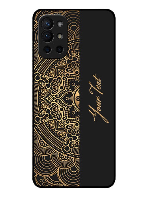 Custom OnePlus 9R 5G Custom Metal Phone CaseMandala Art With Custom Text Design