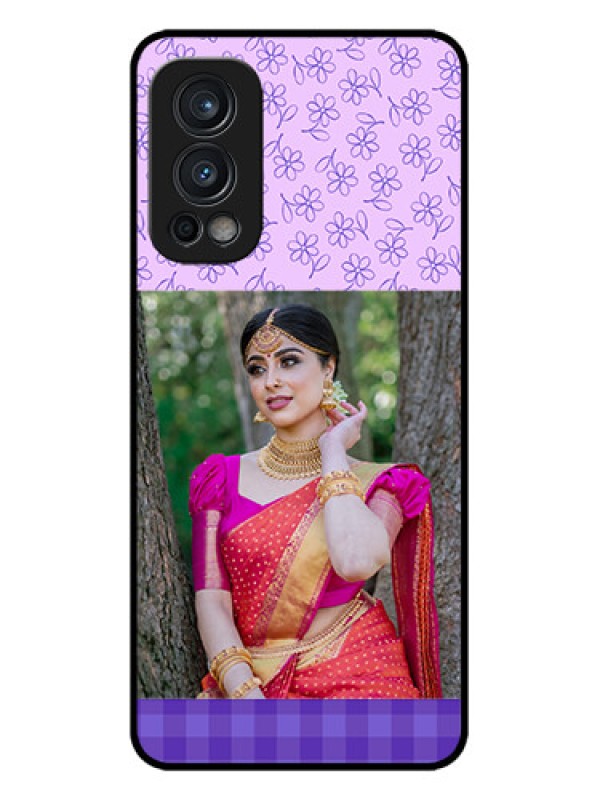 Custom OnePlus Nord 2 5G Custom Metal Phone CasePurple Floral Design
