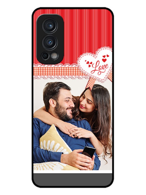 Custom OnePlus Nord 2 5G Custom Metal Phone CaseRed Love Pattern Design