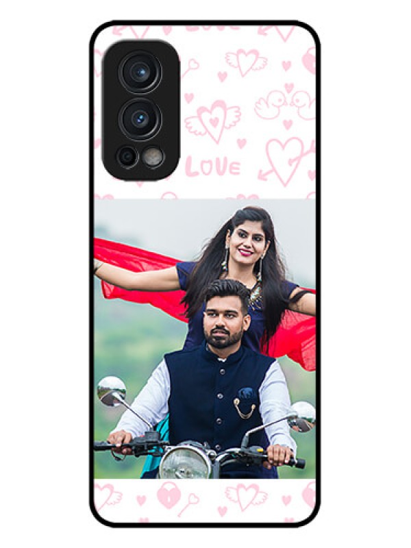 Custom OnePlus Nord 2 5G Custom Metal Phone CasePink Flying Heart Design