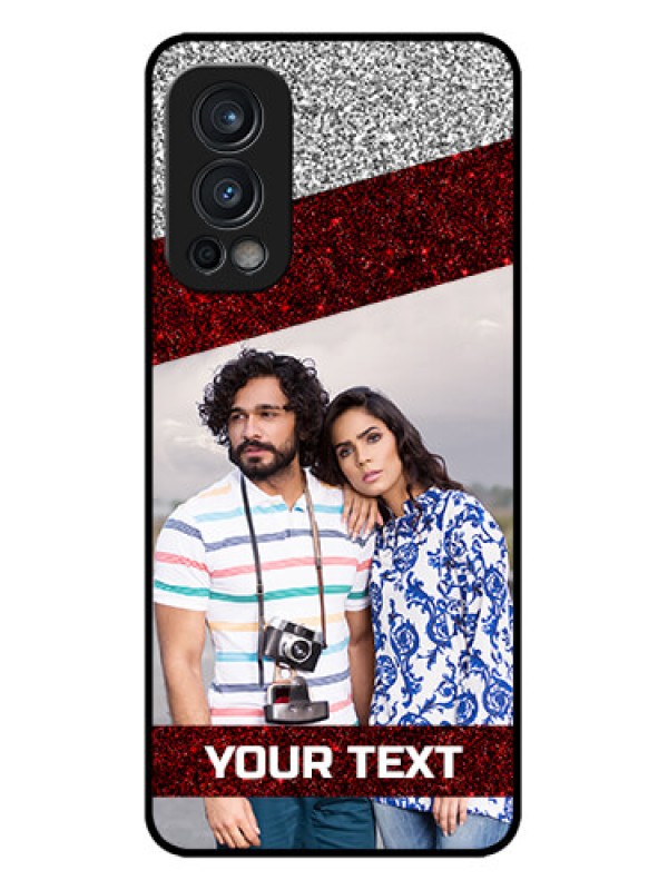 Custom OnePlus Nord 2 5G Custom Metal Phone CaseImage Holder With Glitter Strip Design