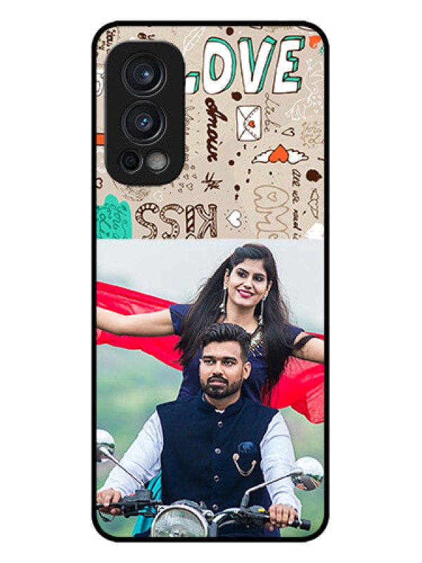 Custom OnePlus Nord 2 5G Custom Metal Phone CaseLove Doodle Pattern