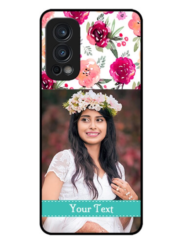 Custom OnePlus Nord 2 5G Custom Metal Phone CaseWater Colors Floral Design