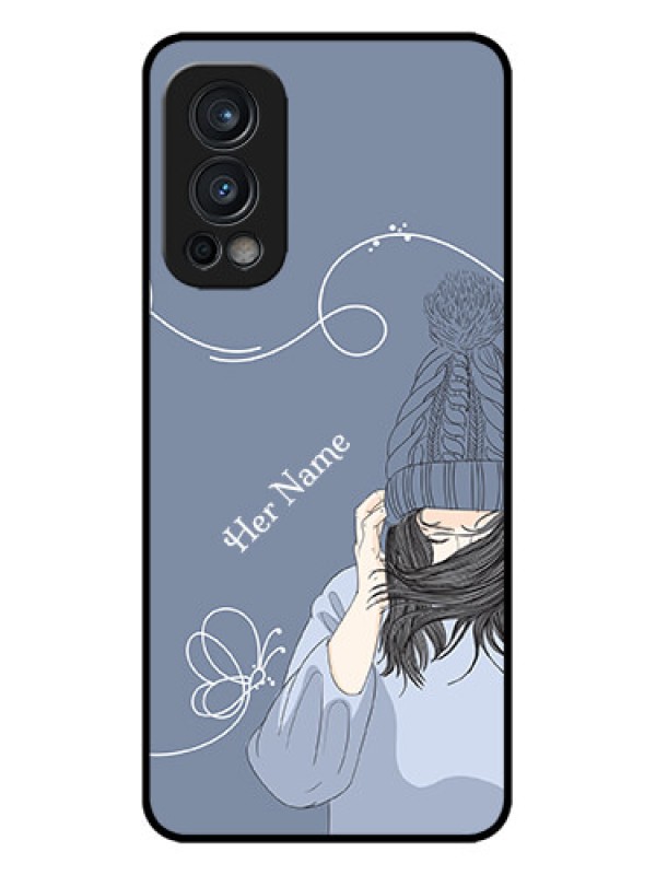 Custom OnePlus Nord 2 5G Custom Metal Phone CaseGirl In Winter Outfit Design