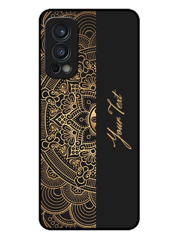 Custom OnePlus Nord 2 5G Custom Metal Phone CaseMandala Art With Custom Text Design