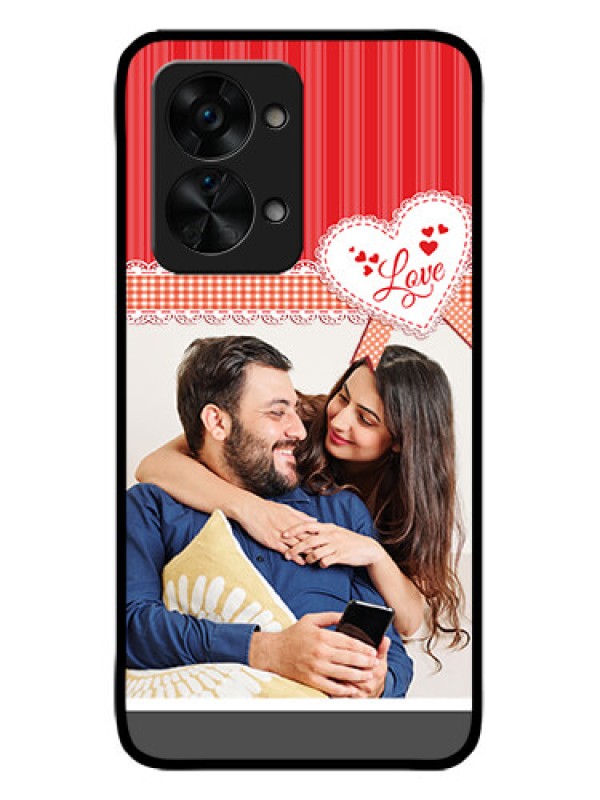 Custom OnePlus Nord 2T 5G Custom Metal Phone CaseRed Love Pattern Design