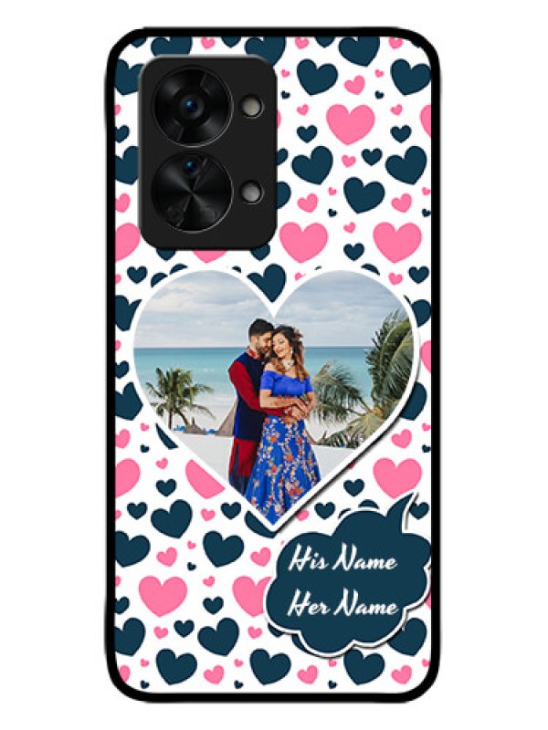 Custom OnePlus Nord 2T 5G Custom Metal Phone CasePink and Blue Heart Design