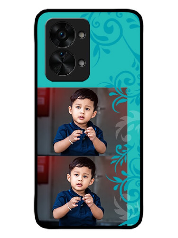 Custom OnePlus Nord 2T 5G Custom Metal Phone CaseWith Photo And Green Floral Design