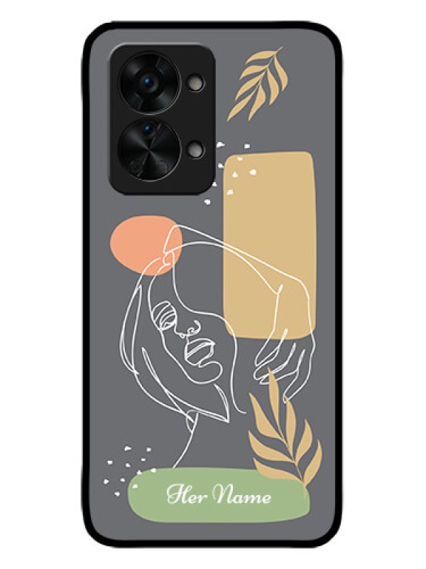 Custom OnePlus Nord 2T 5G Custom Metal Phone CaseGazing Woman Line Art Design