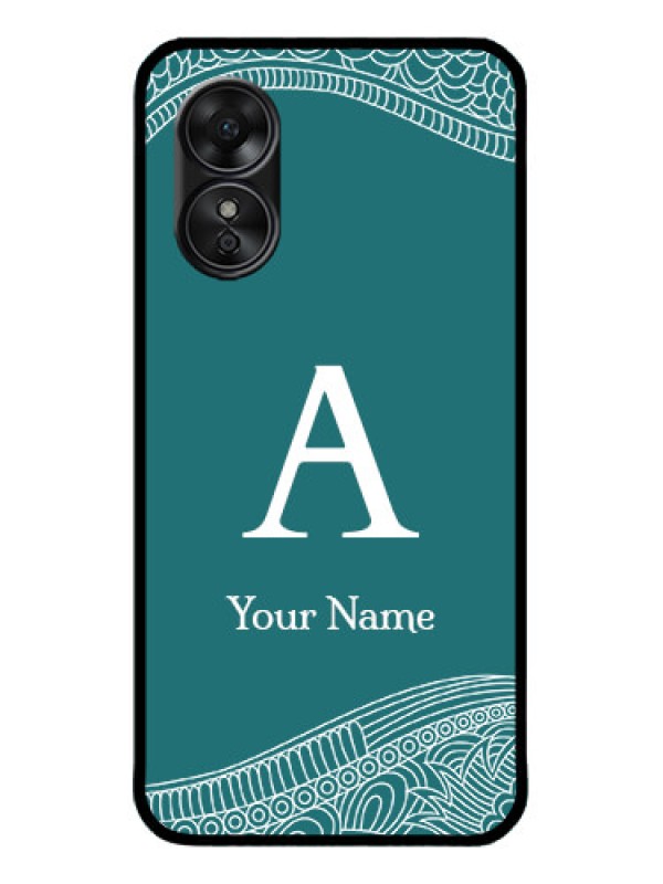Custom Oppo A17 Custom Metal Phone CaseLine Art Pattern With Custom Name Design