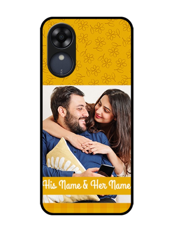 Custom Oppo A17k Custom Metal Phone Case - Yellow Floral Design