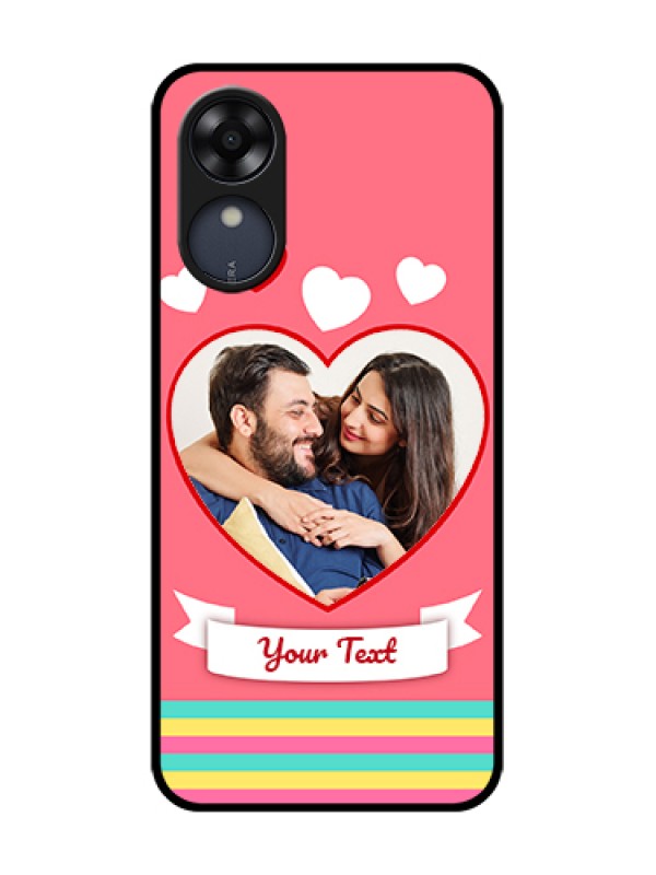 Custom Oppo A17k Custom Metal Phone Case - Love Shapes Doodle Design