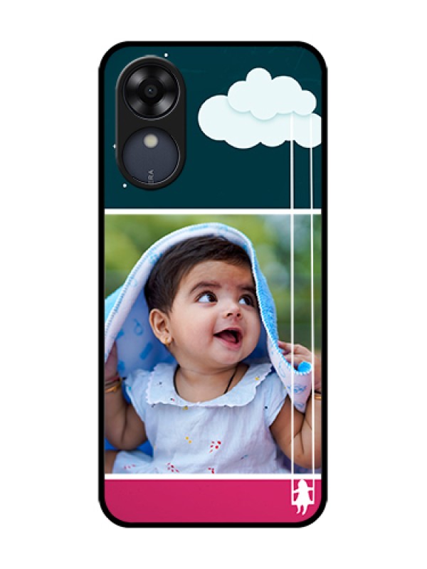 Custom Oppo A17k Custom Metal Phone Case - Cute Girl With Cloud Design