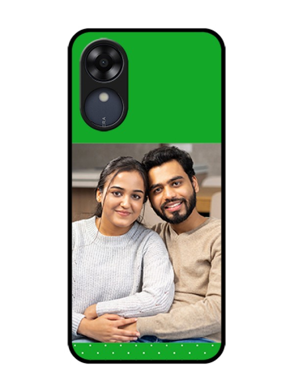 Custom Oppo A17k Custom Metal Phone Case - Green Pattern Design