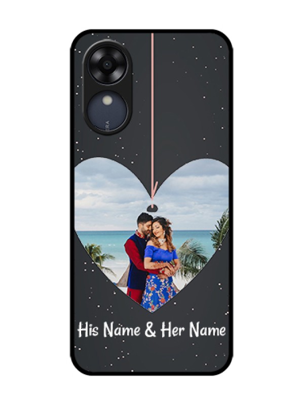 Custom Oppo A17k Custom Metal Phone Case - Hanging Heart Design