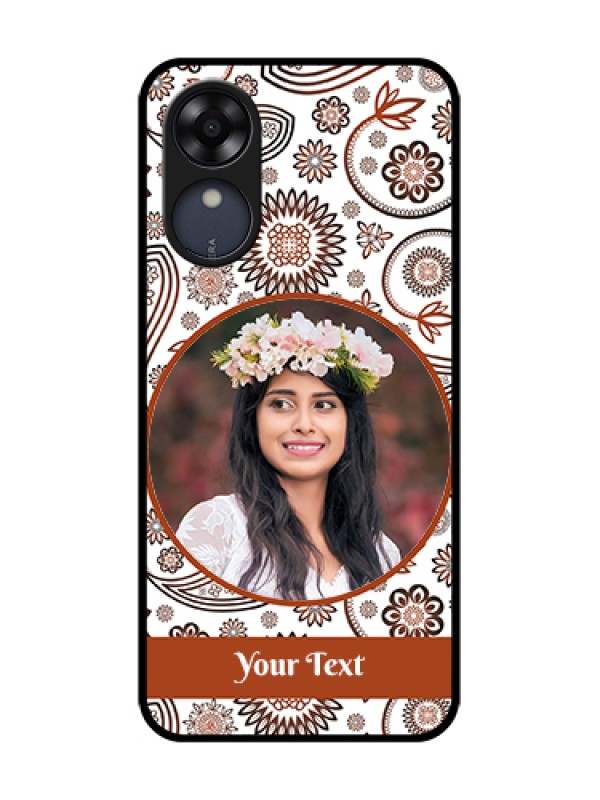 Custom Oppo A17k Custom Metal Phone Case - Abstract Flower Design