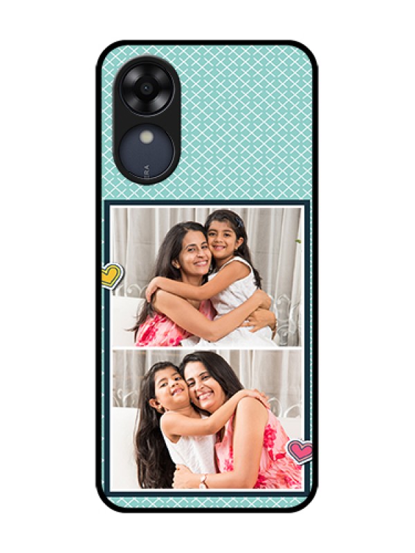 Custom Oppo A17k Custom Metal Phone Case - 2 Image Holder With Pattern Design