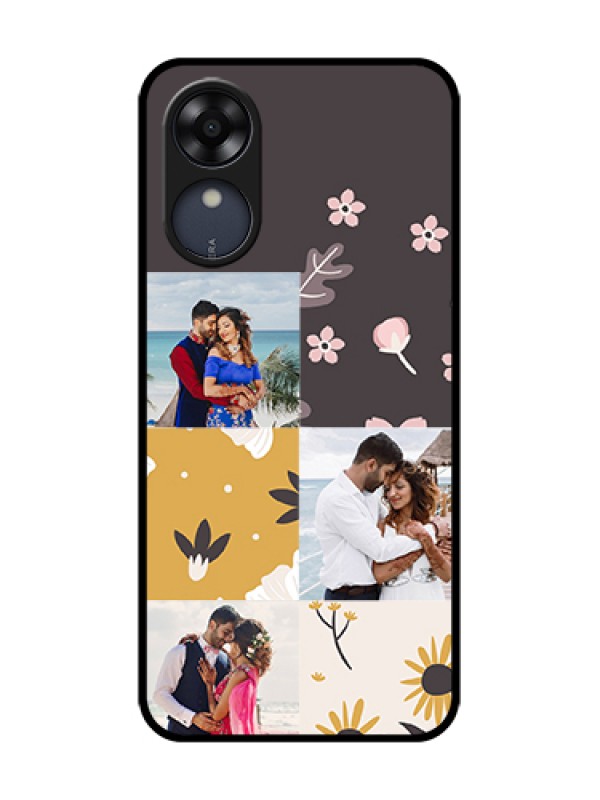 Custom Oppo A17k Custom Metal Phone Case - 3 Images With Floral Design