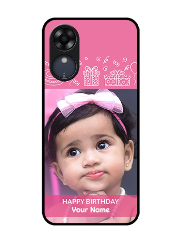 Custom Oppo A17k Custom Metal Phone Case - With Birthday Line Art Design