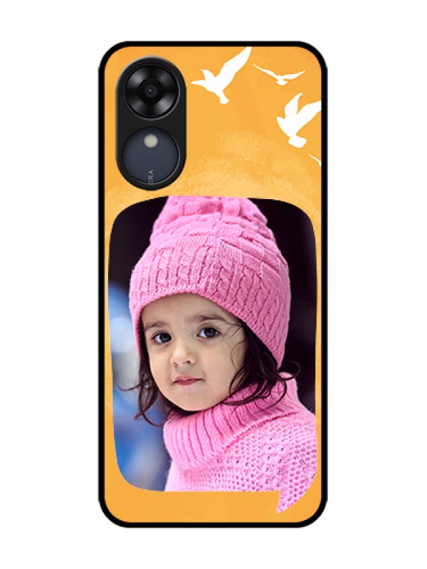 Custom Oppo A17k Custom Metal Phone Case - Water Color Design With Bird Icons