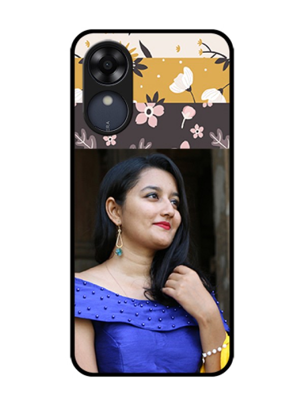 Custom Oppo A17k Custom Metal Phone Case - Stylish Floral Design
