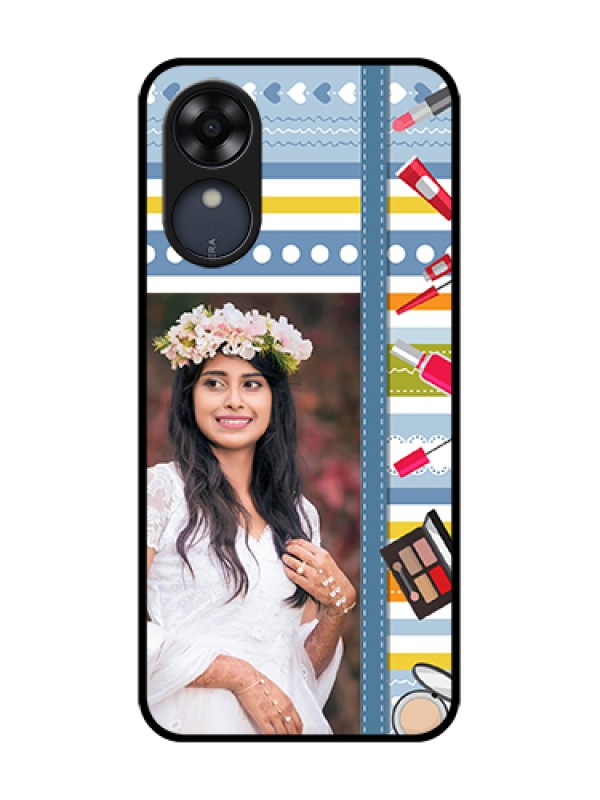 Custom Oppo A17k Custom Metal Phone Case - Makeup Icons Design