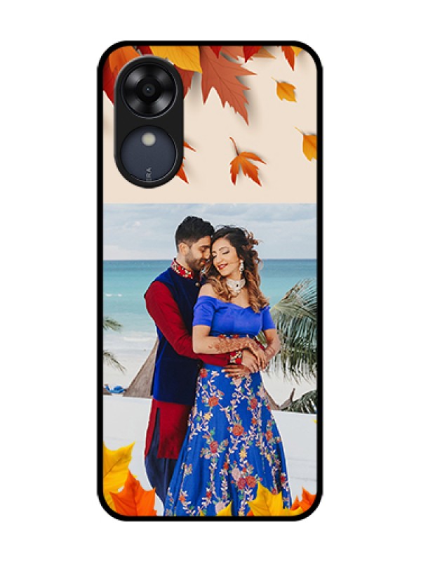 Custom Oppo A17k Custom Metal Phone Case - Autumn Maple Leaves Design