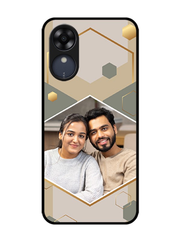 Custom Oppo A17k Custom Metal Phone Case - Stylish Hexagon Pattern Design