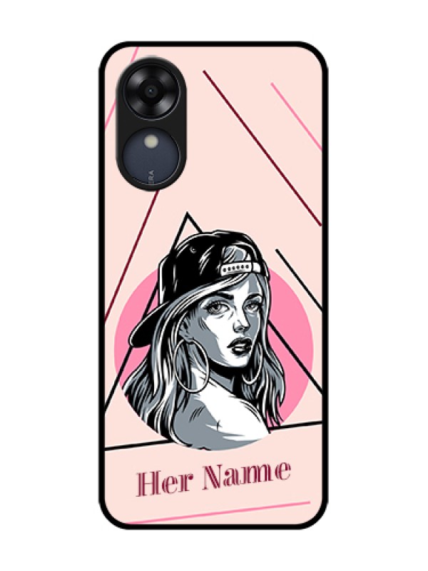 Custom Oppo A17k Custom Metal Phone Case - Rockstar Girl Design