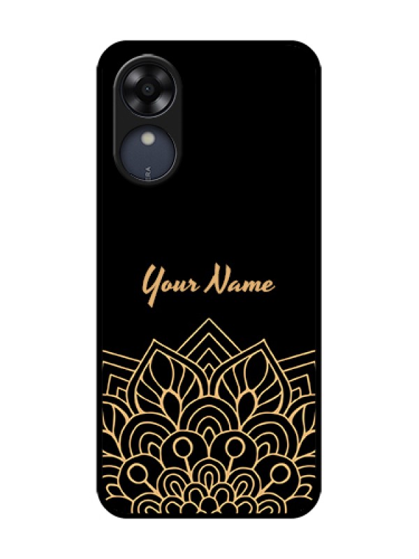 Custom Oppo A17k Custom Metal Phone Case - Golden Mandala Design