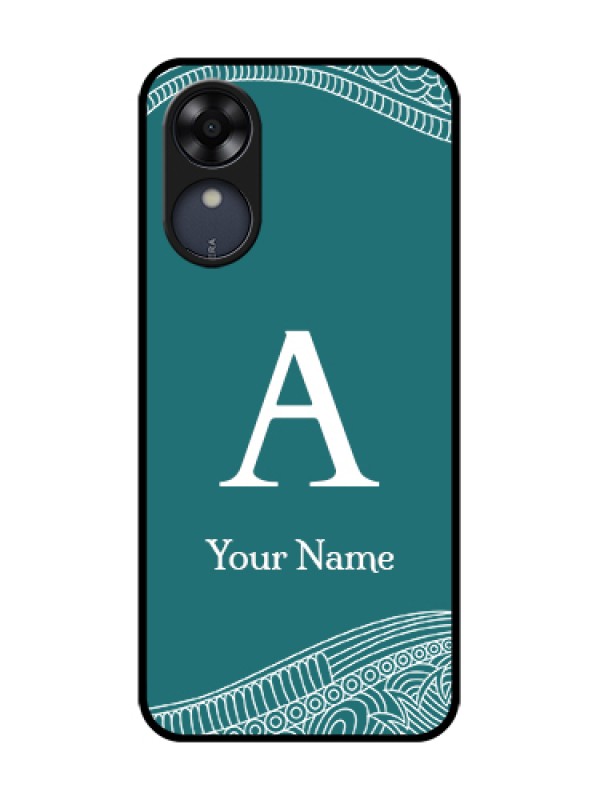 Custom Oppo A17k Custom Metal Phone Case - Line Art Pattern With Custom Name Design
