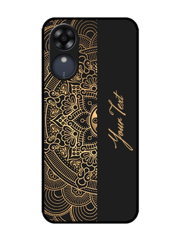 Custom Oppo A17k Custom Metal Phone Case - Mandala Art With Custom Text Design