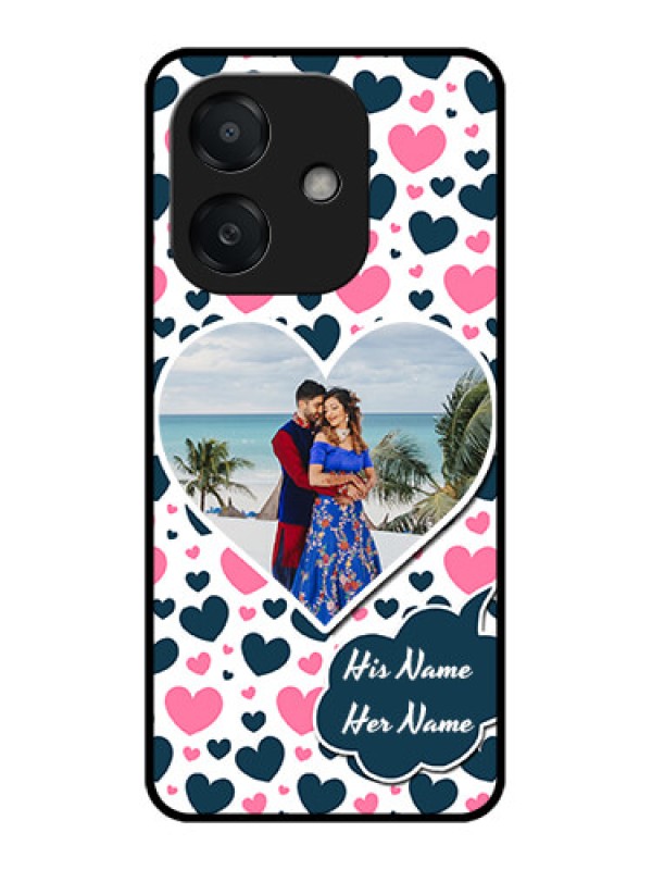 Custom Oppo A3 5G Custom Metal Phone Case - Pink and Blue Heart Design