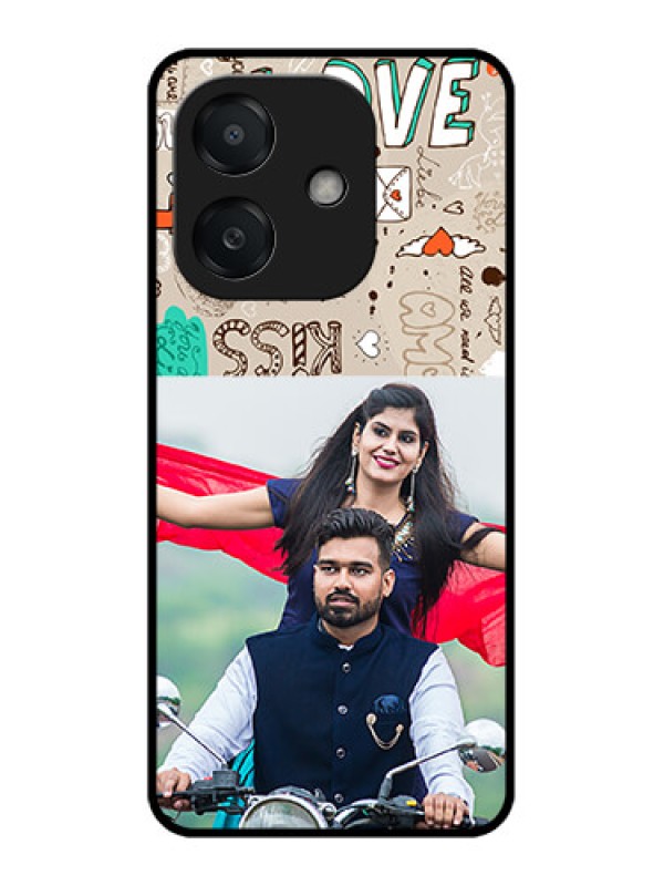 Custom Oppo A3 5G Custom Metal Phone Case - Love Doodle Pattern