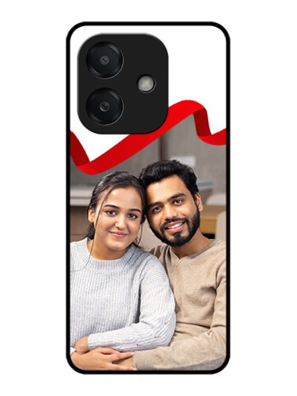 Custom Oppo A3 5G Custom Metal Phone Case - Red Ribbon Frame Design