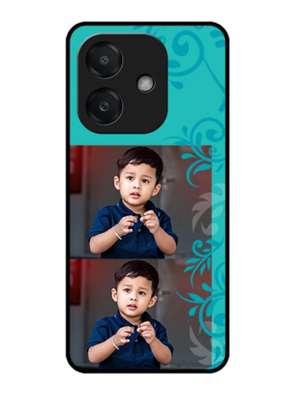 Custom Oppo A3X 5G Custom Metal Phone CaseWith Photo And Green Floral Design